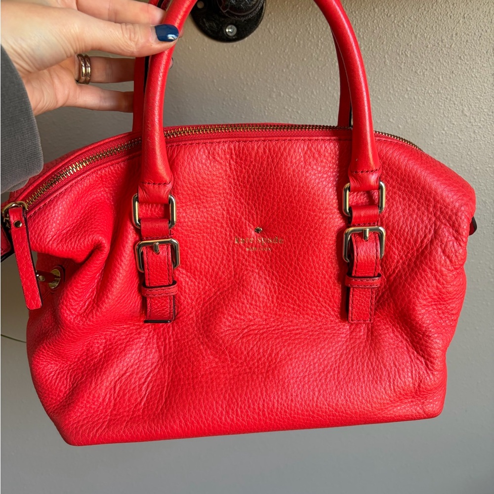 kate spade Bright Coral Pebbled Leather Satchel